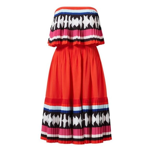 Kate Spade New York Women's Geo Border Pleated Strapless Dress Size: 12 - Picture 3 of 3